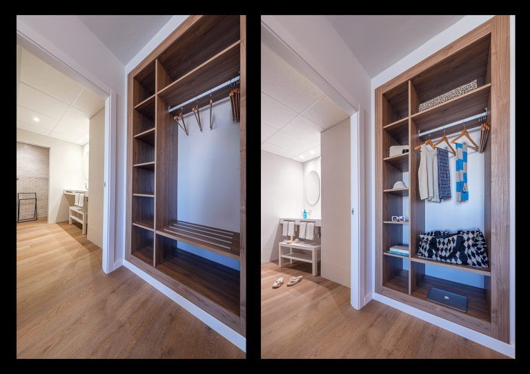 Fotografias de vestidor de Hotel con y sin estilismo